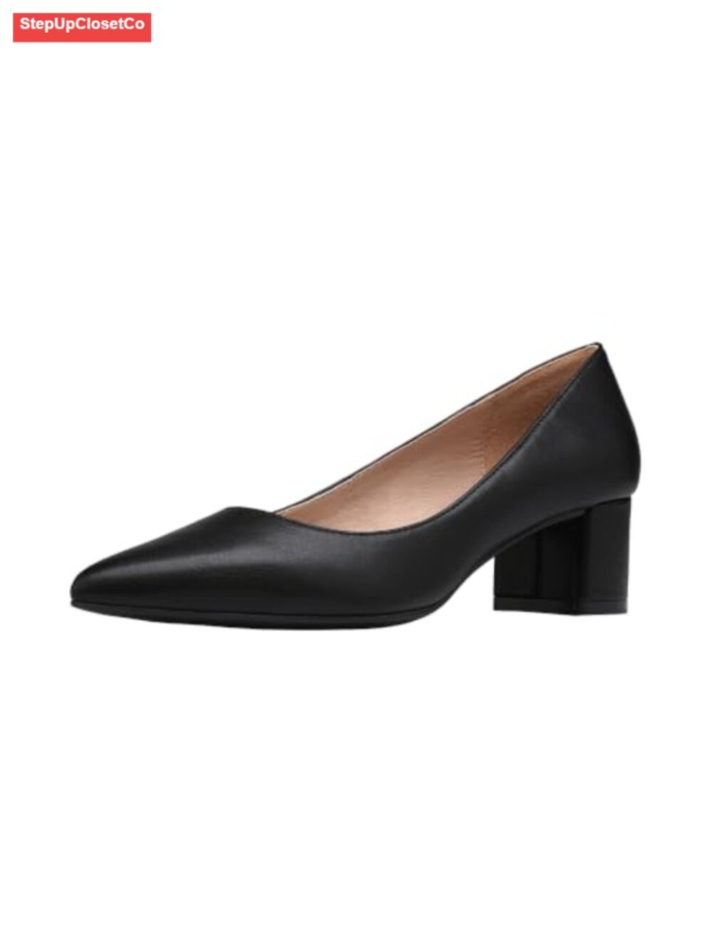 Chunky Low Block Heel Pointed Toe Pumps